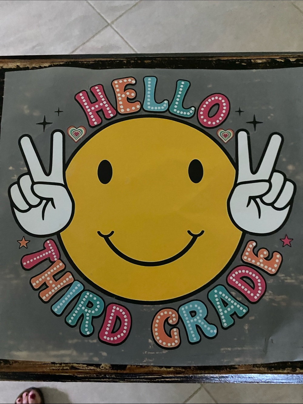 Set of 2 IRON ONS “Hello Third Grade” Smiley